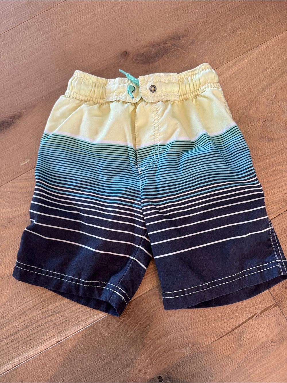 OshKosh B'gosh Swim Shorts - Yellow, Aqua & Navy Gradient Stripe Shorts